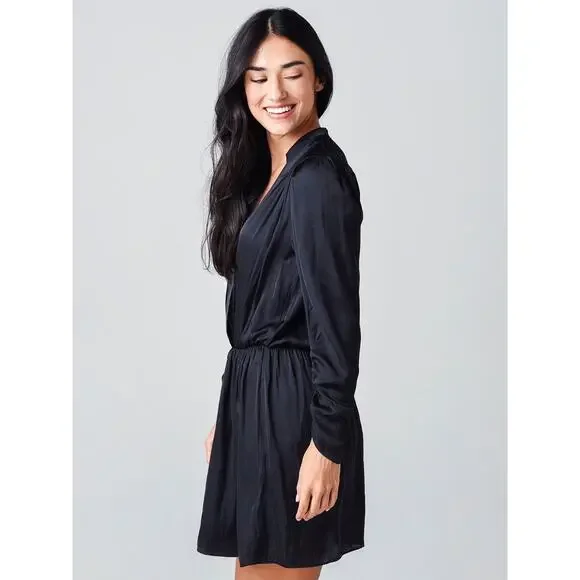 Zadig & Voltaire Womens Designer Navy Blue Satin Reveal Stain Dress Large - Picture 2 of 11